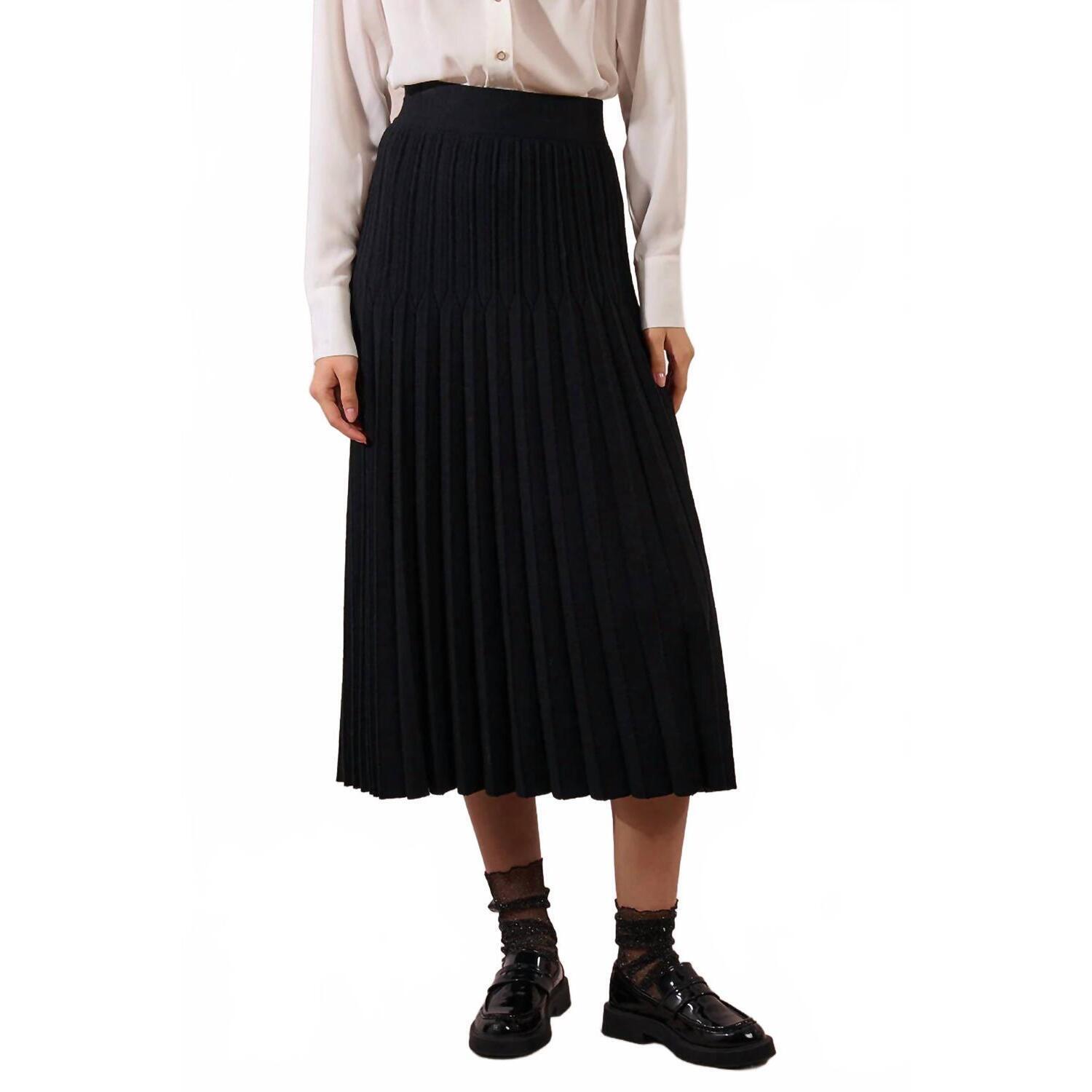 New Molly Bracken Sweater Midi Skirt In Black